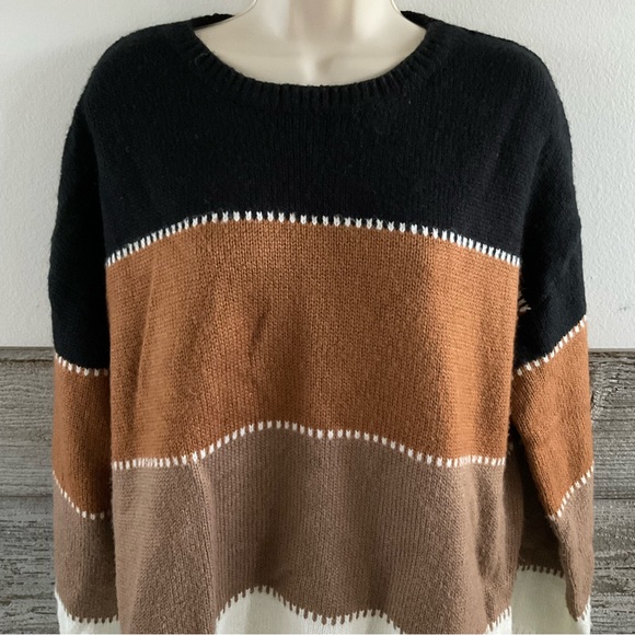 Angashion Women's Sweaters Casual Color Block Sweater Size XL (O1) - Picture 3 of 8